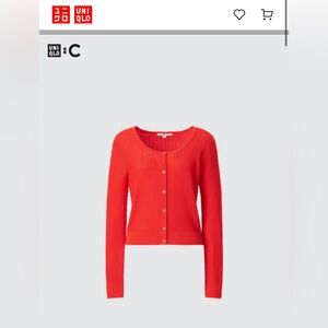 Red Ribbed Button-Front Women's Sweater Uniqlo : C